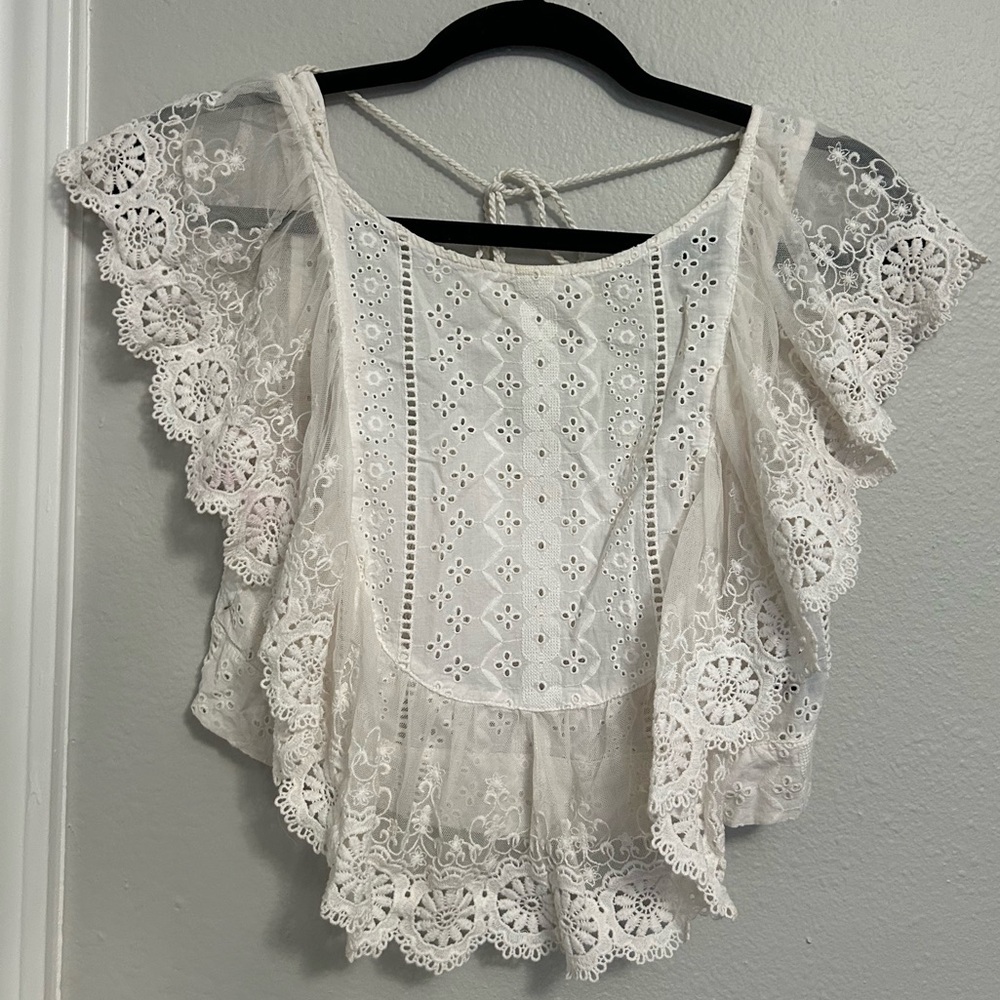 Altar’d State White Lace Blouse Women’s Shirt Size Medium